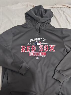 Majestic Gray Red Sox Baseball Zip-Up Hoodie